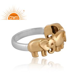 Latest 2026 Sterling Silver Gold Plated Elephant Design Band <b>Ring</b> For Women Jewelry Manufacturer - Product Image 3