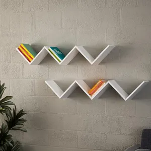 Zig Zag Modern Decorative New Product Hot Selling Wood Wall Mount White Decorative Wall Shelf