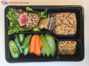 Black Disposable 1-2-4 Compartments PP Plastic <b>Storage</b> <b>Container</b> with Lid Take Away Lunch Box <b>Stackable</b> Packaging Design - Product Image 4