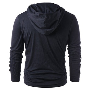 เสื้อฮู้ดผู้ชาย,เสื้อฮู้ดแขนยาวหนังแบบผูกเชือก - Product Image 2