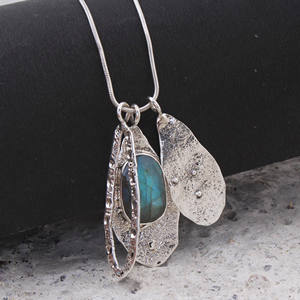 Labradorite เหลี่ยมเพชรพลอย925เครื่องประดับสร้อยคอเงิน - Product Image 4