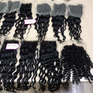 Vente en gros d'extensions de cheveux humains vietnamiens de haute qualité 4x4 et 5x5 fermetures à lacet cuticules alignées matière première à vague droite - Product Image 3