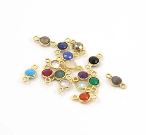 Plus beau connecteur de pierres de quartz en cristal multicolore connecteur de pierres précieuses à facettes rondes connecteur de charme plaqué or argent - Product Image 1
