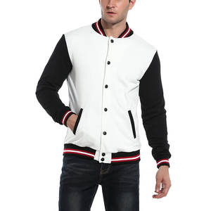 Chaqueta de béisbol de manga larga con estampado personalizado para hombre, chaqueta lisa de color blanco para hombre - Product Image 2