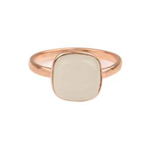 Anillo clásico para mujer, Plata de Ley 925 de calidad superior, piedra lunar blanca Natural, chapado en oro rosa, forma de cojín de 12mm - Product Image 2