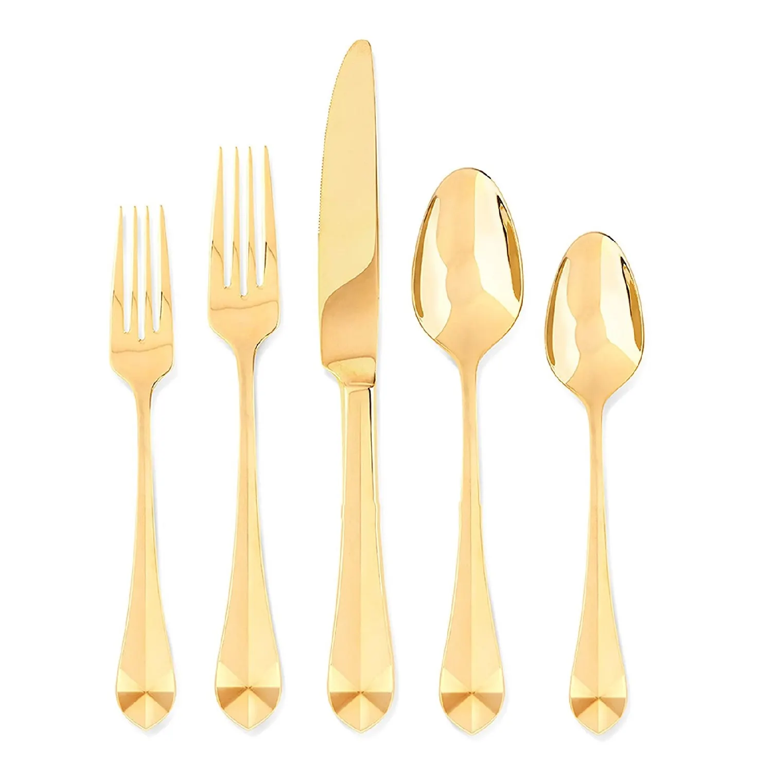 Wholesale restaurant luxury gold spoon fork & knife set of 5 flatware cutlery sets best selling stainless steel cutlery