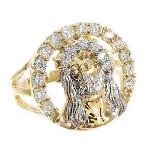 แหวนพระเยซูในเพชรธรรมชาติ14K สีเหลือง,แหวนเพชรคริสเตียนพระเยซู,แหวนเครื่องประดับฮิปฮอปสำหรับเป็นของขวัญคริสต์มาส - Product Image 1