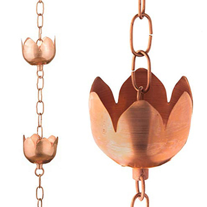 Buenas cadenas de drenaje Campanas decorativas Jardín Colgando Cobre Martillado Cadenas de lluvia para granja jardín decoración del hogar - Product Image 1