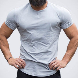 T-shirt à manches courtes en polyester/coton tricoté, coupe ajustée, respirant, écologique, pour la musculation et les performances musculaires, style streetwear - Product Image 4