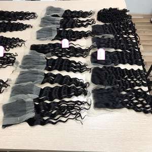 Vente en gros d'extensions de cheveux humains vietnamiens de haute qualité 4x4 et 5x5 fermetures à lacet cuticules alignées matière première à vague droite - Product Image 2