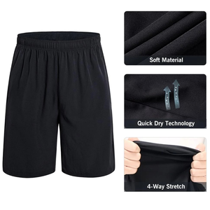 Short de plage en maille de coton décontracté et confortable pour hommes, avec logo personnalisé, ceinture élastique de course à pied, décoration vintage solide - Product Image 5