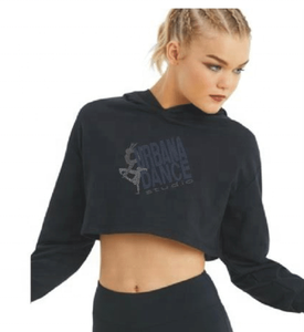 Sudadera con capucha de manga larga recortada de tela de rizo francés personalizada para mujer, Top corto de invierno con logotipo de diamantes de imitación, estilo para niñas - Product Image 5