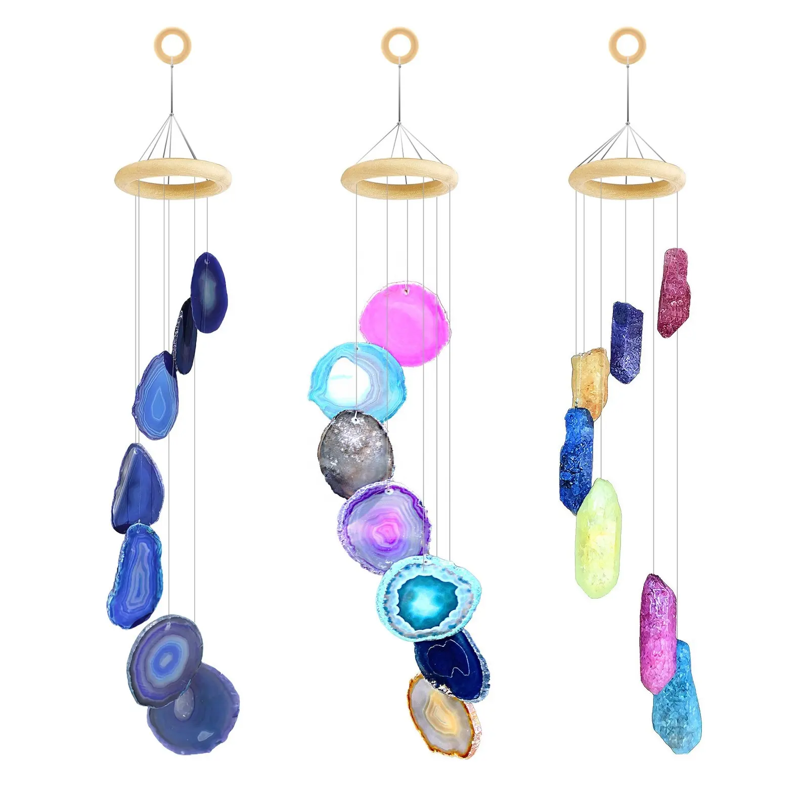 Mắt Bắt Pha Lê AGATE Lát Chuông Gió Để Trang Trí Nhà/Cao Cấp AGATE COASTER WINDCHIMES Cho Quà Tặng/Trang Trí Nhà