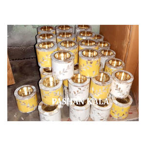 Quemador Bakhoor redondo amarillo y blanco con incrustaciones de madreperla para Ramadán a bajo precio presupuesto mayorista y exportador - Product Image 1