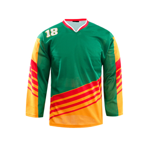 Jersey de hockey sobre hielo de color amarillo liso con cuello en V personalizado sublimado nombre del equipo y logotipo uniforme de hockey sobre hielo para hombres - Product Image 3