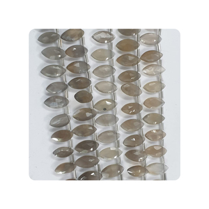 Pulsera de piedra lunar gris 7x14mm Forma de marquesa 8 pulgadas Cuentas de piedras preciosas semipreciosas Piedra de cristal facetado - Product Image 2