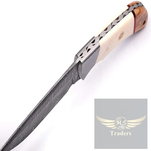 Cuchillo de Caza de Acero de Damasco Hecho a Mano Súper Afilado con Mango de Hueso de Camello, Cuchillo de Desollado de Acero de Damasco - Product Image 4