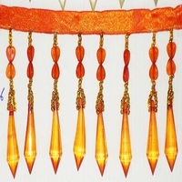 Frange de rideau indienne multicolore en diamant, 12,5 yards, avec perles rouges, pour téléphone portable, vêtements, textile de maison, 4 pouces