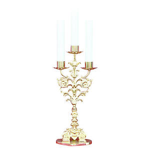 เชิงเทียนทองเหลืองยืนด้วยสามแขนคริสตจักรอุปกรณ์ Brassworld อินเดีย - Product Image 2