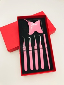 Pinzas para Extensión de Pestañas de Acero Inoxidable Sostenible con Logotipo Personalizado, 45, 75 y 90 Grados, Color Rosa Bebé, Puntas de Fibra para Volumen - Product Image 3