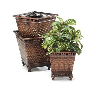 Set Pot Planter Country Shabby Decorate Metal Urns Planters - Product Image 5