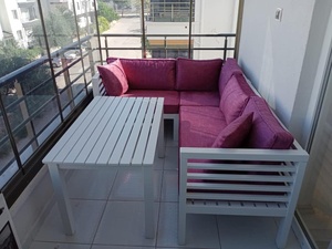 Juego de muebles para patio exterior esquina en forma de L sofá de madera para sala de estar con cojines para Jardín junto a la piscina - Product Image 3