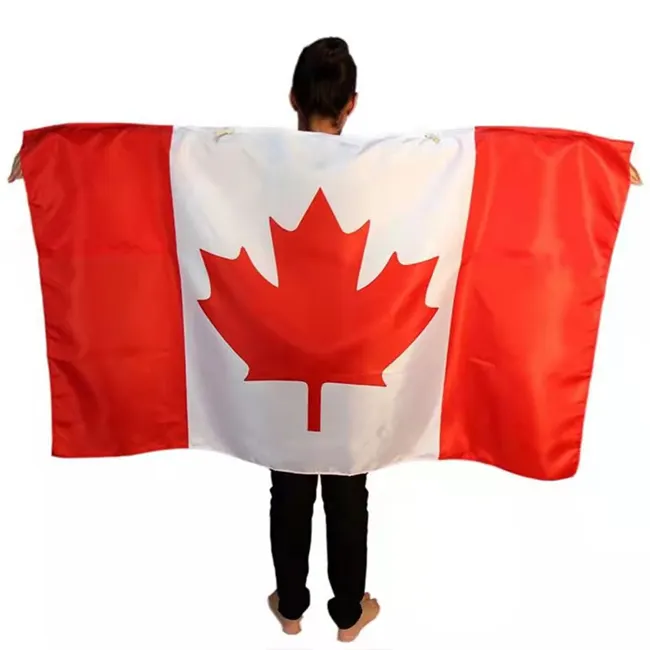 ที่กำหนดเองแคนาดาทีมฟุตบอลเคปธงกีฬาตัดผมโปรโมชั่นเคป3X5ฟุตธงร่างกายแห่งชาติแคนาดาร่างกายธง