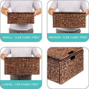 Ensemble de panier de rangement de jacinthe d'eau, accessoire naturel avec couvercles, vente en gros du Vietnam - Product Image 4