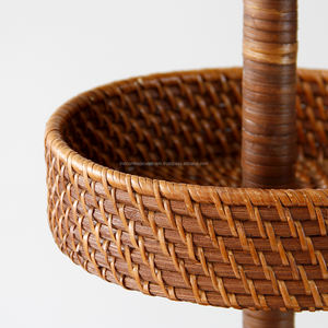 Juego de cesta de bandeja de ratán tejida a mano de Vietnam de 3 vajilla elegante y decorativa para servir - Product Image 3