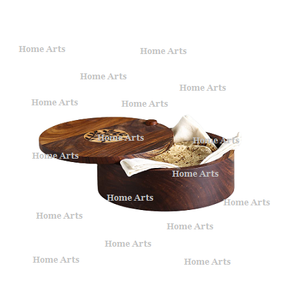 Utensilios de cocina de madera Chapati Container Roti Box Diseño de lujo Forma redonda Roti Box para uso en hoteles y restaurantes - Product Image 6