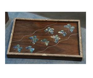 ถาดเสิร์ฟไม้กระถินลายอินเลย์สีน้ำตาลขาวแบบสามชิ้น ดีไซน์ใหม่ที่ดีที่สุด สไตล์อาหรับ ของขวัญรอมฎอนและอีด ปรับขนาดได้ - Product Image 5