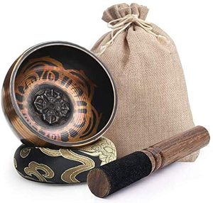 Tibetano hecho a mano cuenco mazo cojín sonido de Cuencos resonancia curación meditación vibrante canto - Product Image 1
