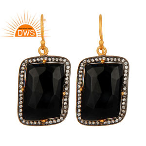 Pendientes de ónix negro Natural para mujer, diseño rectangular, aretes colgantes de plata 925, joyería chapada en oro al por mayor - Product Image 1