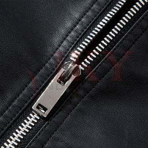 Homme veste en mousse peau de mouton veste en cuir brillant avec manches régulières col montant devant - Product Image 6