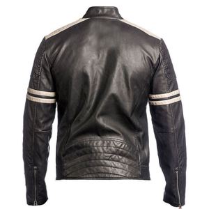 NUEVOS HOMBRES DE CUERO DE OVEJA GENUINO NEGRO SLIM FIT CHAQUETA ESTILO BIKER - Product Image 5