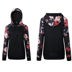 Sweat à capuche pour femme, sweat à capuche luxueux, à manches longues, imprimé Floral, avec poche, à manches en Raglan - Product Image 3