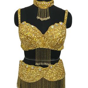 Prix d'usine en gros pour les dernières 2022 robes de danse du ventre travail 5 pièces robe de danse gracieuse style élégant paillettes perlées à la main - Product Image 1