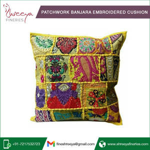 Housse de coussin patchwork bohème brodée Banjara à prix compétitif pour usage domestique - Product Image 2