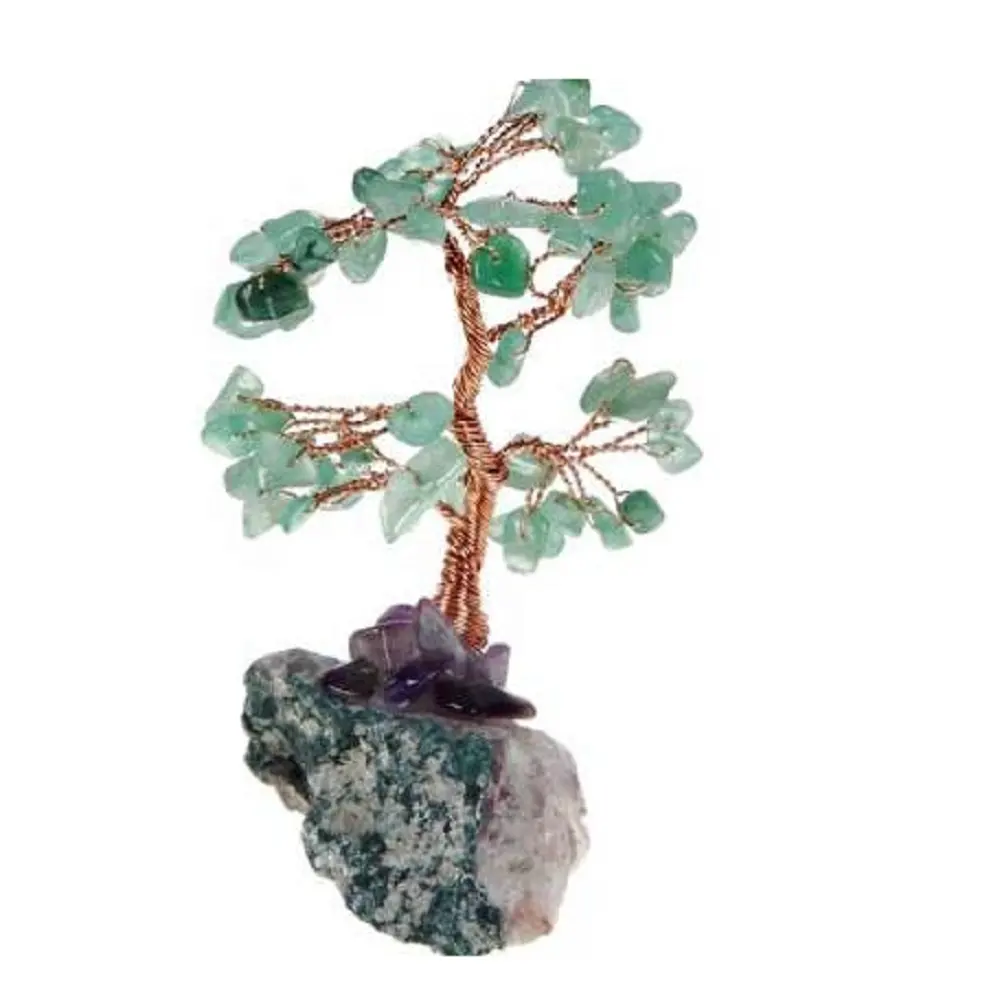 Árbol DE LA VIDA GreennAdventurine Stone Money Cristal verde natural y árbol de piedras preciosas Decoración DE ARTE Regalos Árbol de la vida chip de cristal