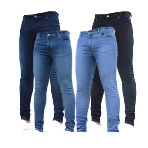Degli uomini Del Denim Dei Jeans Skinny Fit Distressed Pantaloni Classici di Raccolta Con Etichetta Personalizzata