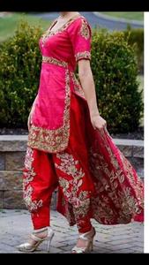 Stylish Heavy Asymmetrical Party Wear Dress Designer Handcrafted Gown for Weddings & Special Events - Product Image 2