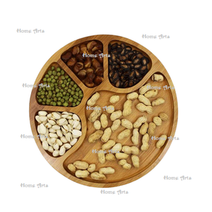 Plato para servir dátiles de madera de diseño de tendencia, bandeja para servir postres de forma redonda de la mejor calidad para uso en fiestas de bodas - Product Image 6