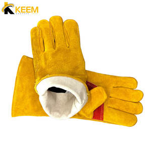 Guantes DE SEGURIDAD DE CUERO dividido de vaca de 14 pulgadas de alta calidad 2022 guantes de soldadura resistentes al calor y al fuego - Product Image 6