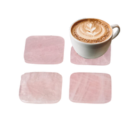 Sous-verres carrés en quartz rose faits main de qualité supérieure – Décoration d'intérieur portable avec motif amour et mascotte