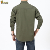 Chemise décontractée en coton à manches longues pour hommes, chemise tactique à manches longues pour la randonnée, la chasse, chemise habillée tactique