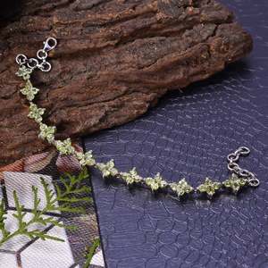 6,5-7,5 "largo peridoto Natural piedra preciosa 10,4 gramos 92,5 plata esterlina hecha a mano hermosa pulsera al por mayor - Product Image 3