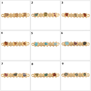 ทัวร์มาลีนสีชมพูผิวหยาบธรรมชาติ,ตัวเชื่อมต่อหินอัญมณีชุบทอง24K ตัวเชื่อมต่อแบบห่วงคู่แทนซาไนต์และมรกต - Product Image 2