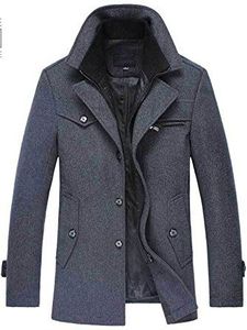 Playboy-manteau d'hiver chaud avec double boutonnage pour hommes, combinaison en laine mélangée de laine de couleur unie, manteau à double col, 2 pièces - Product Image 4