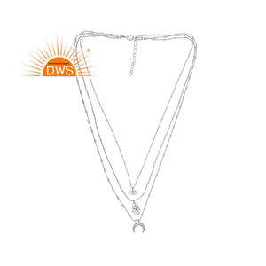 Último diseño Natural blanco circón piedra preciosa media luna diseño colgante collar joyería de moda fabricante - Product Image 1