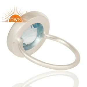 แหวนพลอยโทแพซสีน้ำเงินขาวสวยงาม ชุดแหวนเงินแท้ดีไซน์เนอร์สำหรับผู้หญิง ผู้จำหน่ายเครื่องประดับ - Product Image 4